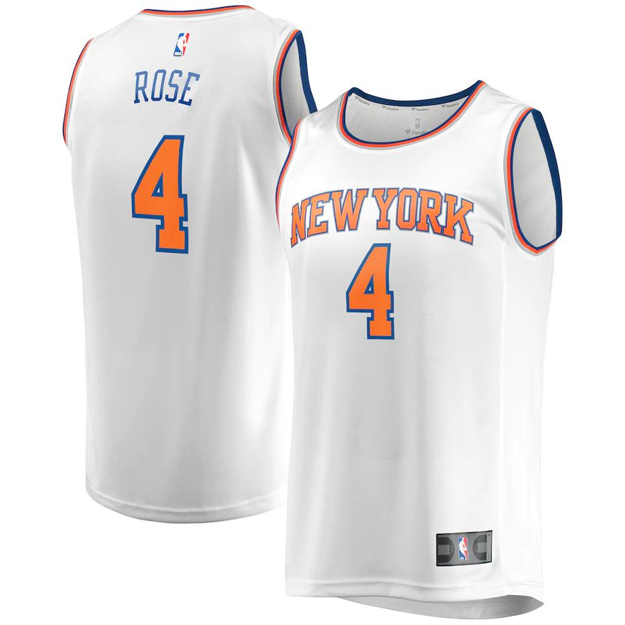 Men New York Knicks #4 Derrick Rose Fanatics Branded White 2022-23 Fast Break Replica NBA Jersey->new york knicks->NBA Jersey